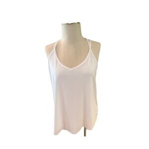DSG Women’s Strappy Movement Tank Top White L Lightweight UV Moisture-Wicking